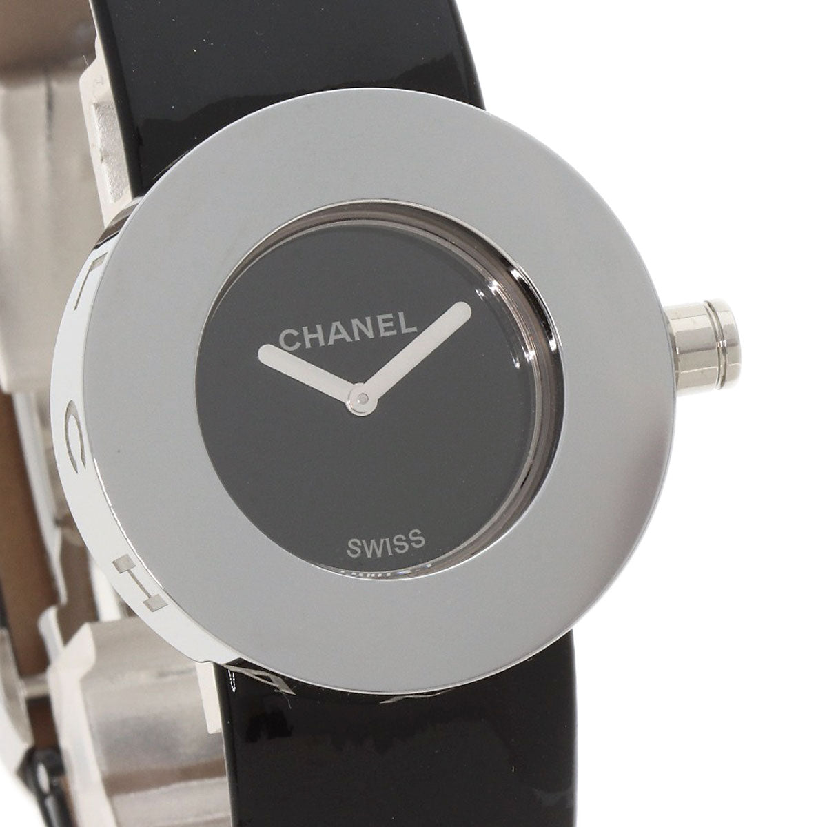 CHANEL Watches Quartz H0579 Stainless Steel, Leather Silver La Ronde black dial Women