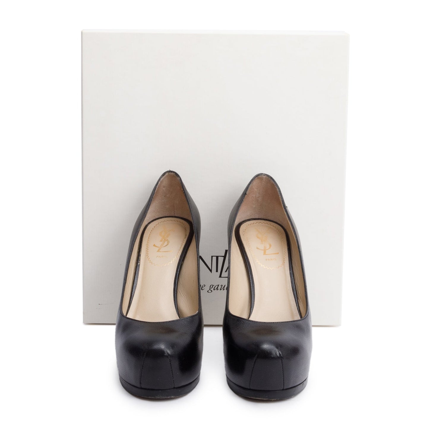 Saint Laurent Black Leather Tribtoo 85 Platform Pumps, Size 36.5