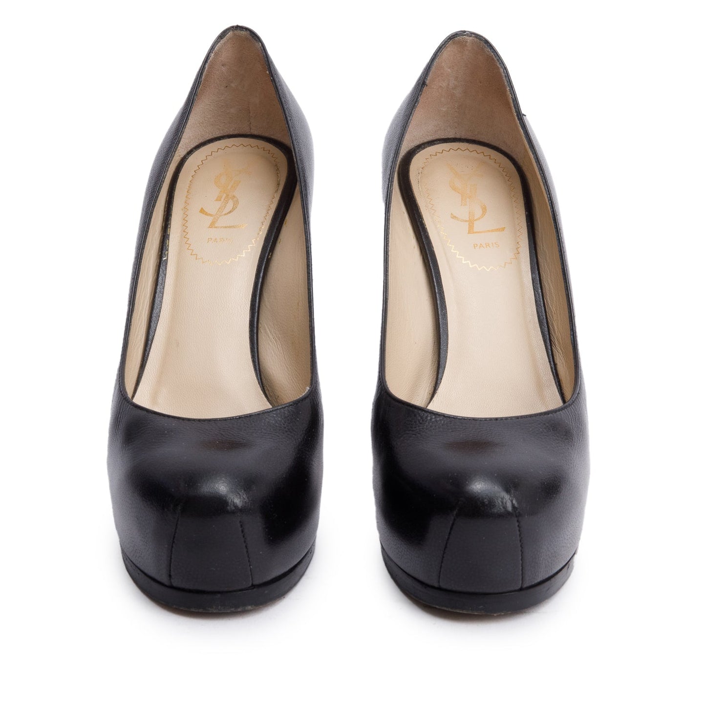 Saint Laurent Black Leather Tribtoo 85 Platform Pumps, Size 36.5