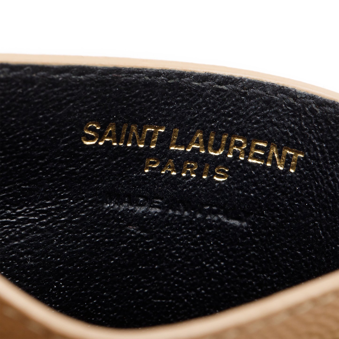 Saint Laurent Beige Grain de Poudre Matelasse Chevron Leather Card Case