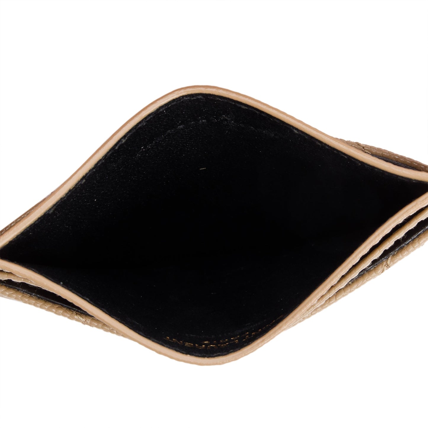Saint Laurent Beige Grain de Poudre Matelasse Chevron Leather Card Case