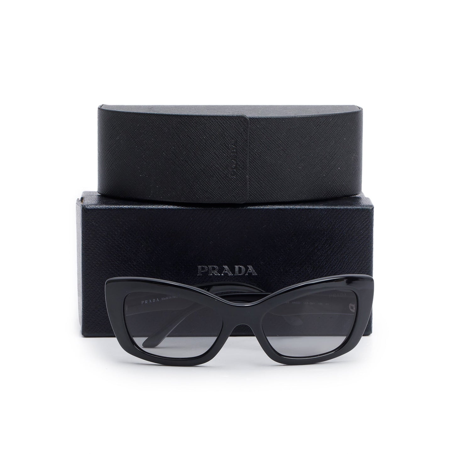 Prada SPR 19M Black Acetate Cat Eye Sunglasses