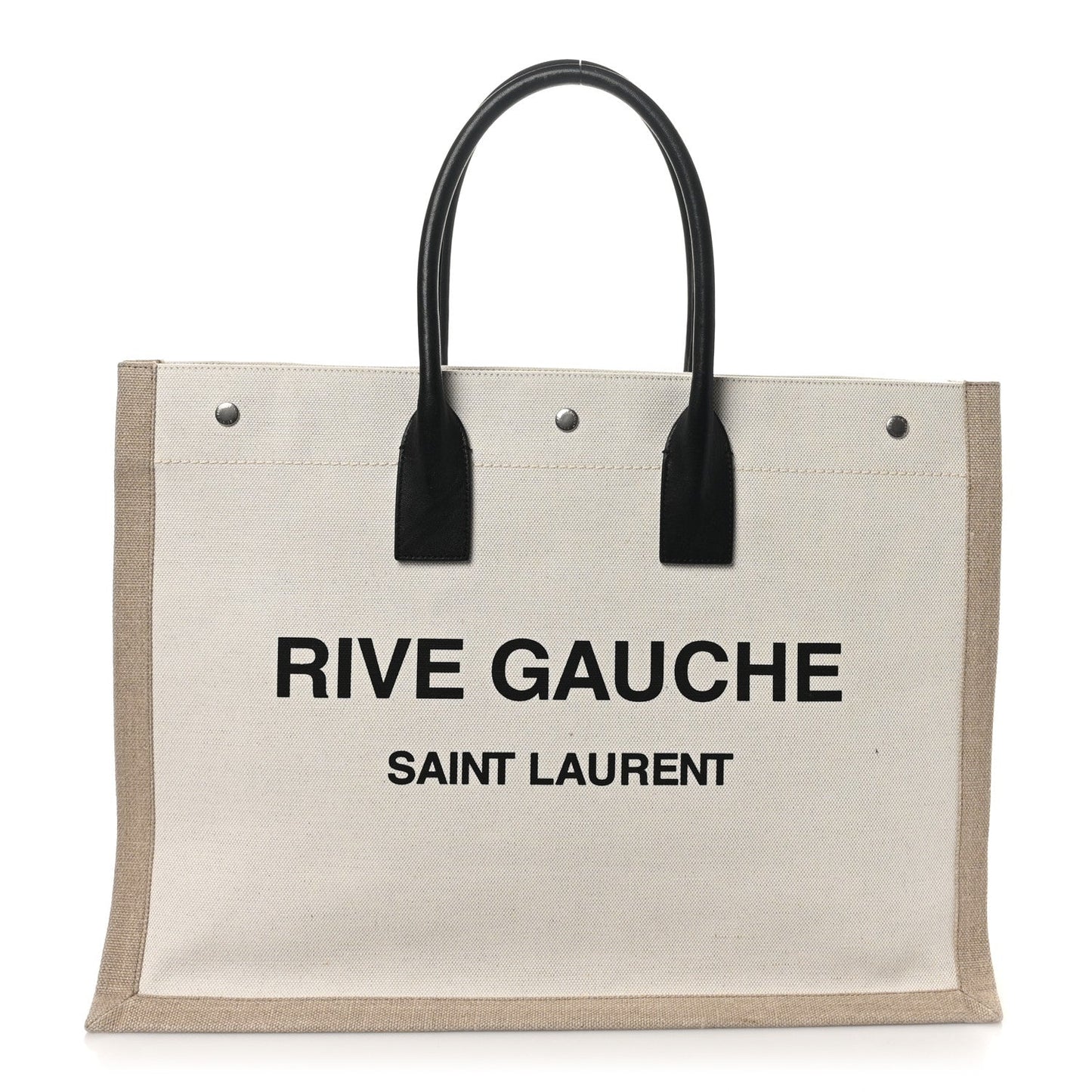 Saint Laurent Linen Calfskin Rive Gauche Tote Greggio Natural