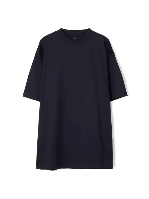 Luxury Balenciaga Trending 2026 Cotton Crew Neck Short Sleeve T-Shirt Navy
