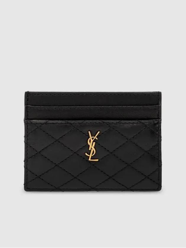 Luxury Saint Laurent Trending 2025 Gabi Quilted Lambskin Card Wallet Black