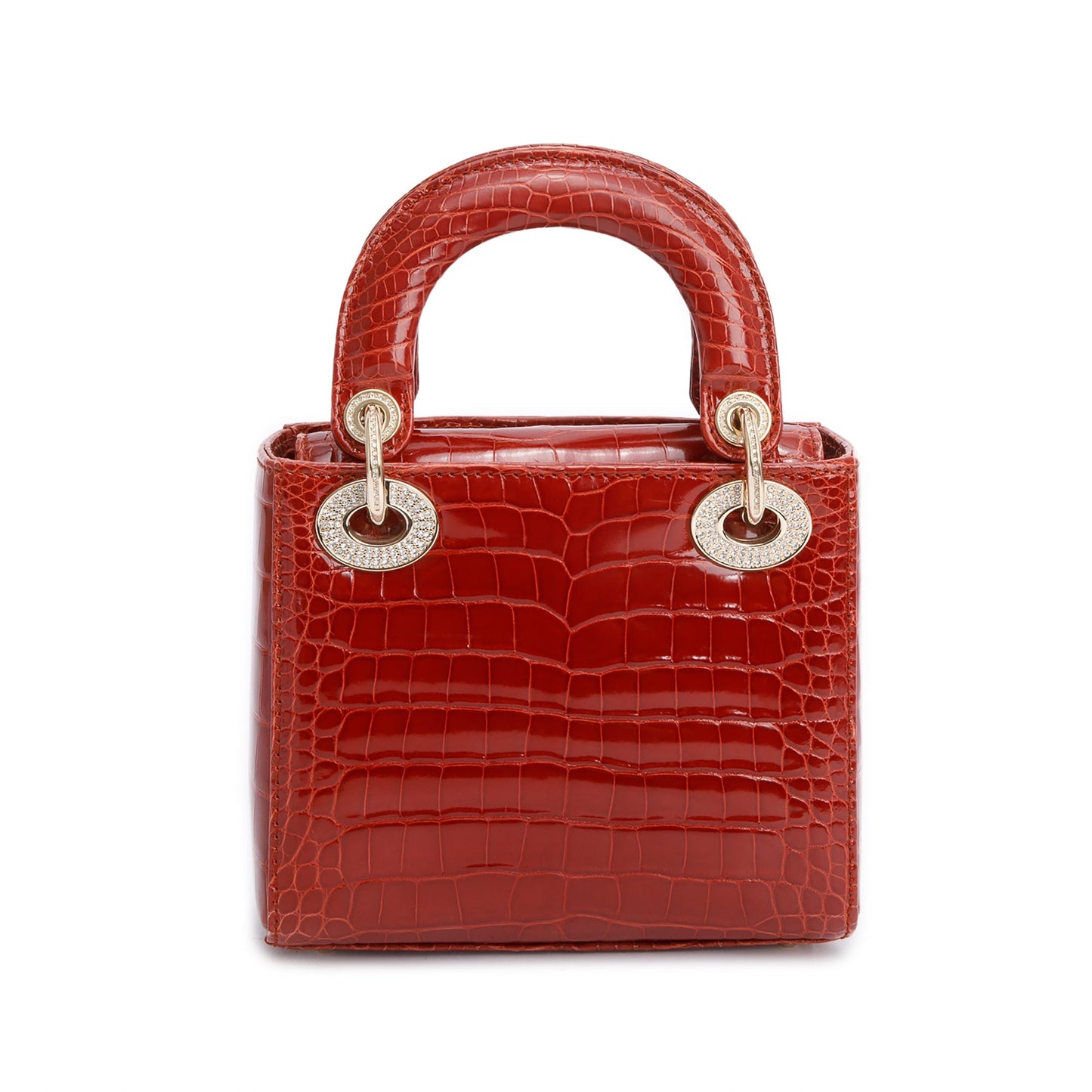 Christian Dior Red Crocodile Crystal Embellished Mini Lady Dior Bag