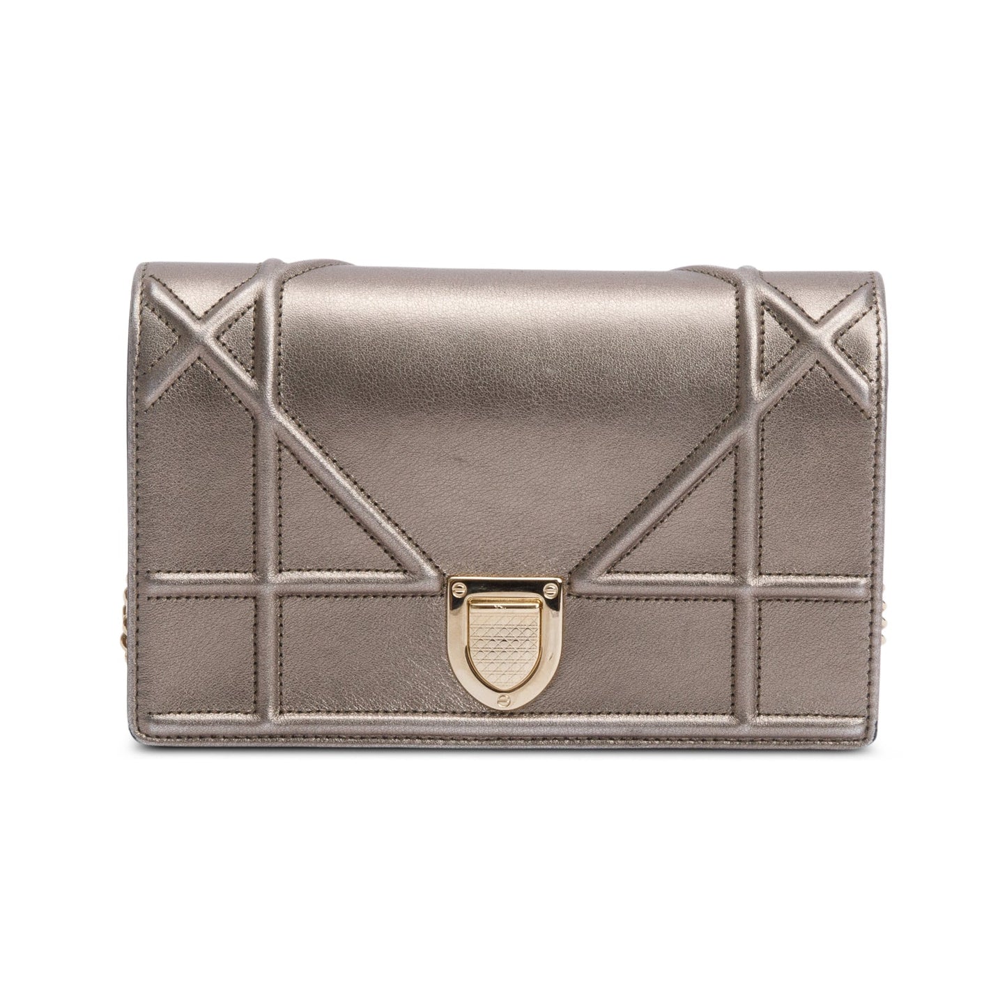 Christian Dior Metallic Gold Diorama Wallet on Chain
