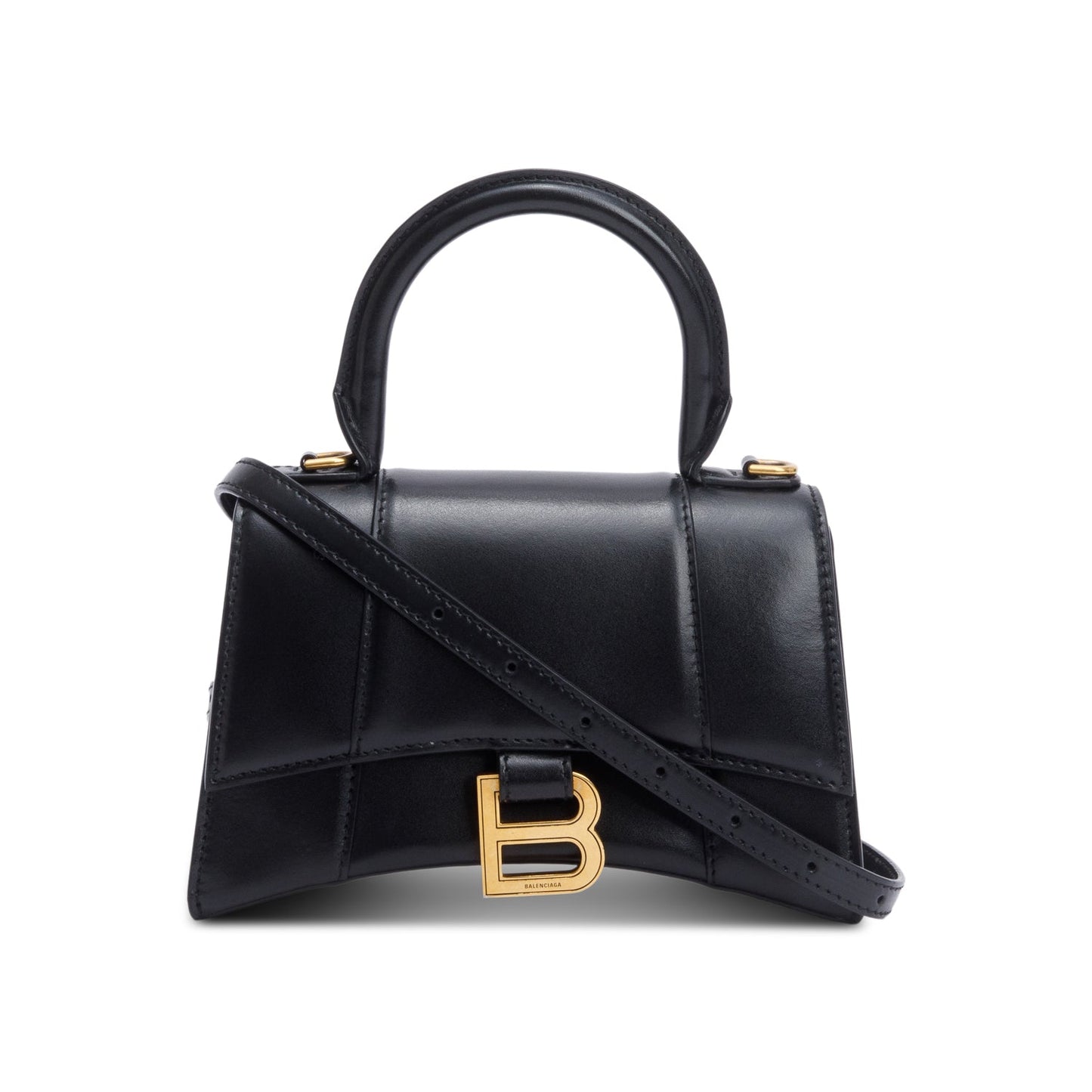 Balenciaga Black Leather XS Hourglass Top Handle Bag