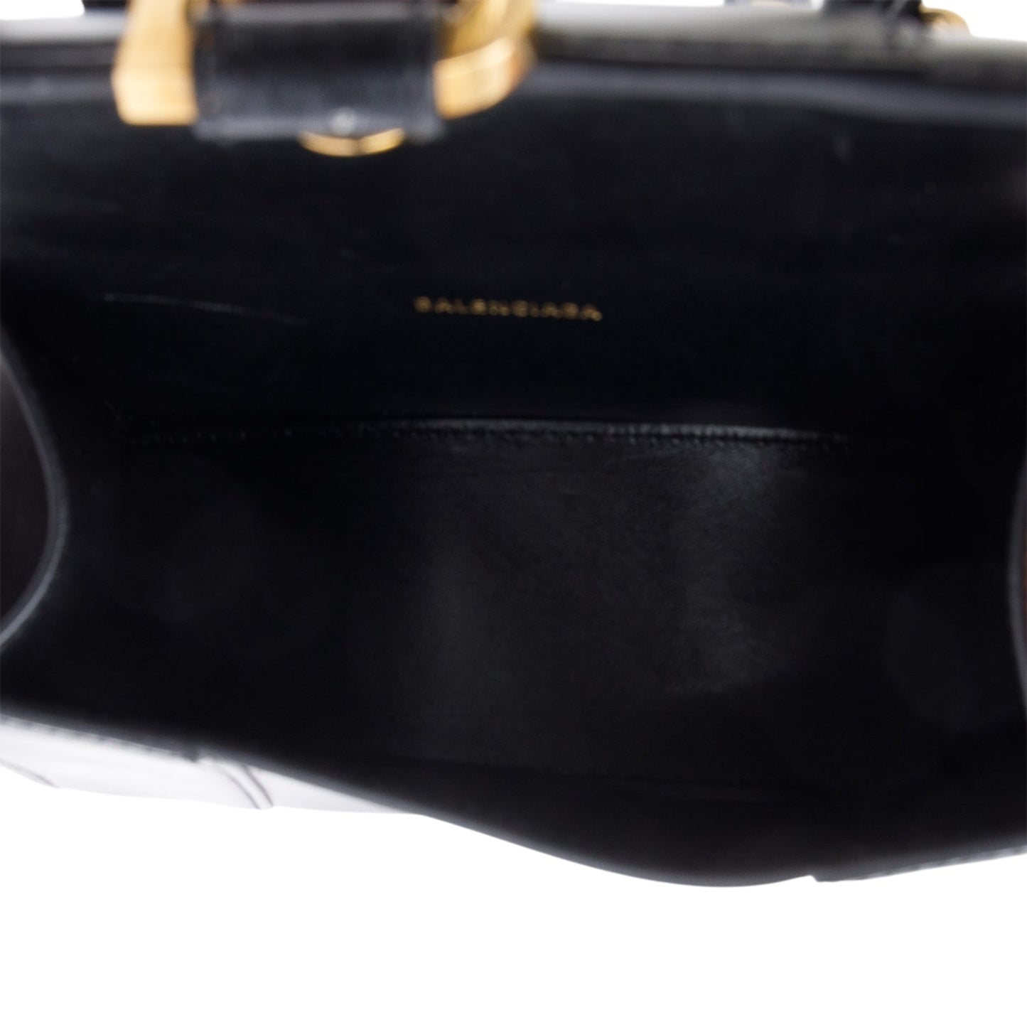 Balenciaga Black Leather XS Hourglass Top Handle Bag