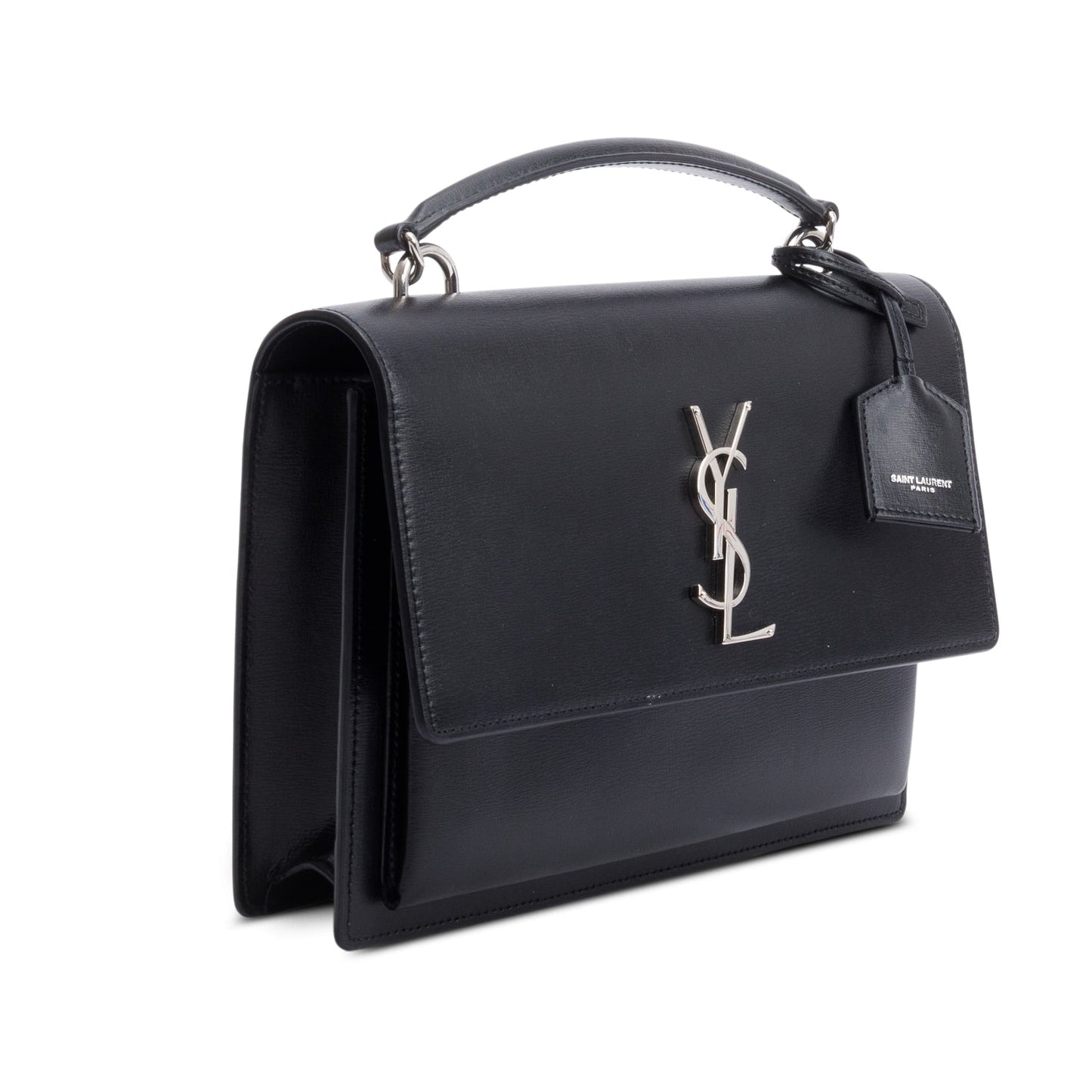 Saint Laurent Black Leather Sunset Top Handle Bag