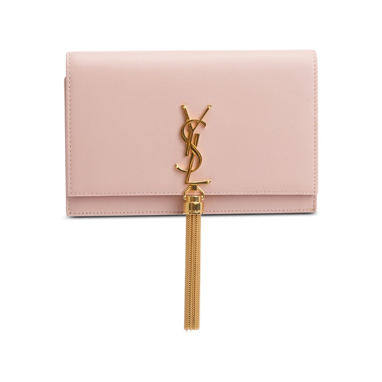 Saint Laurent Pink Calfskin Leather Kate Tassel Wallet on Chain Without Strap