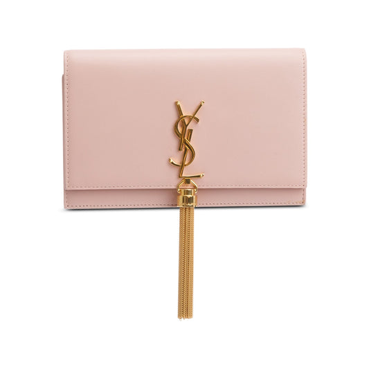 Saint Laurent Pink Calfskin Leather Kate Tassel Wallet on Chain Without Strap