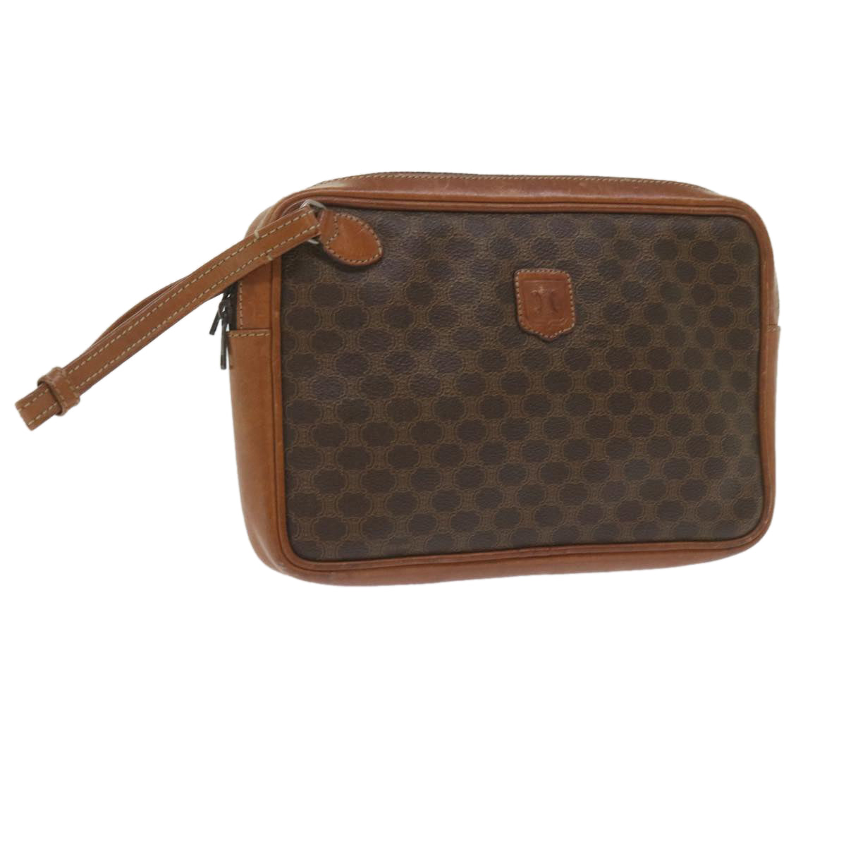 Luxury CELINE Macadam Canvas Clutch Bag PVC Leather Brown  61062