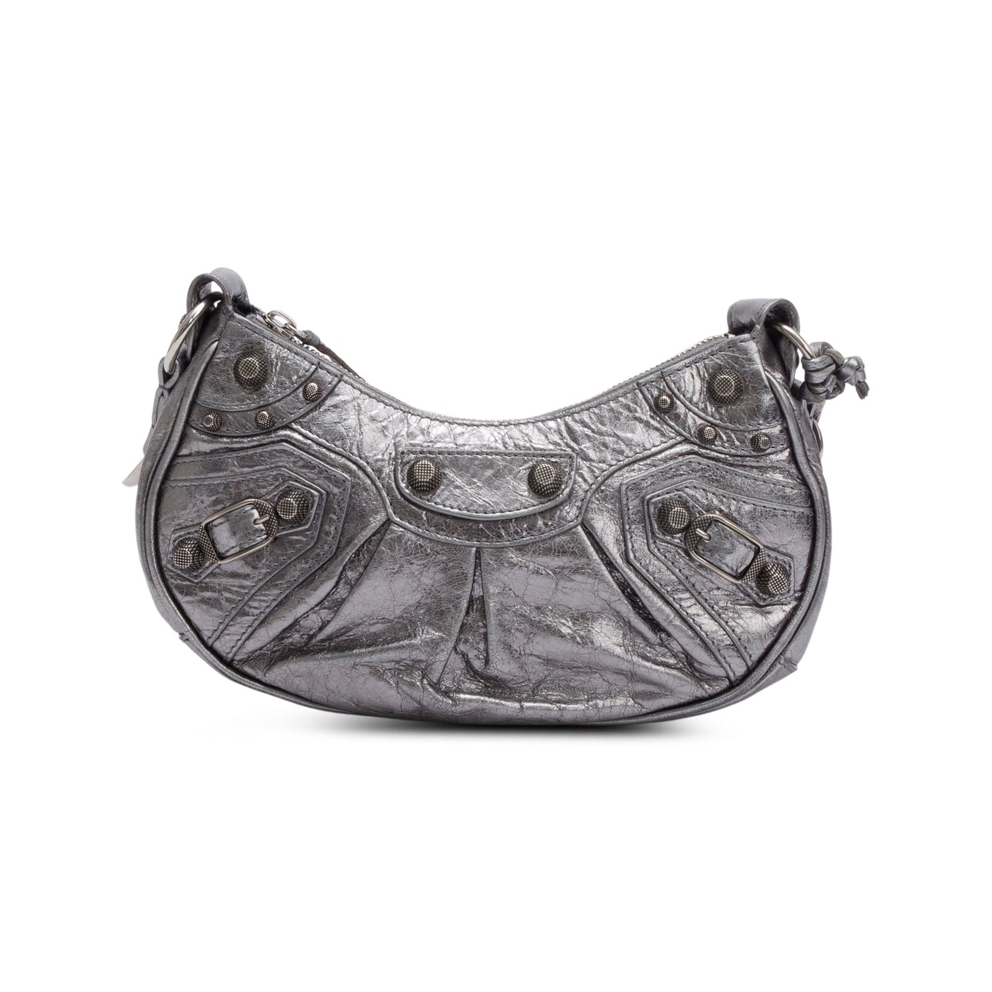 Balenciaga Metallic Silver Calfskin Le Cagole XS Shoulder Bag