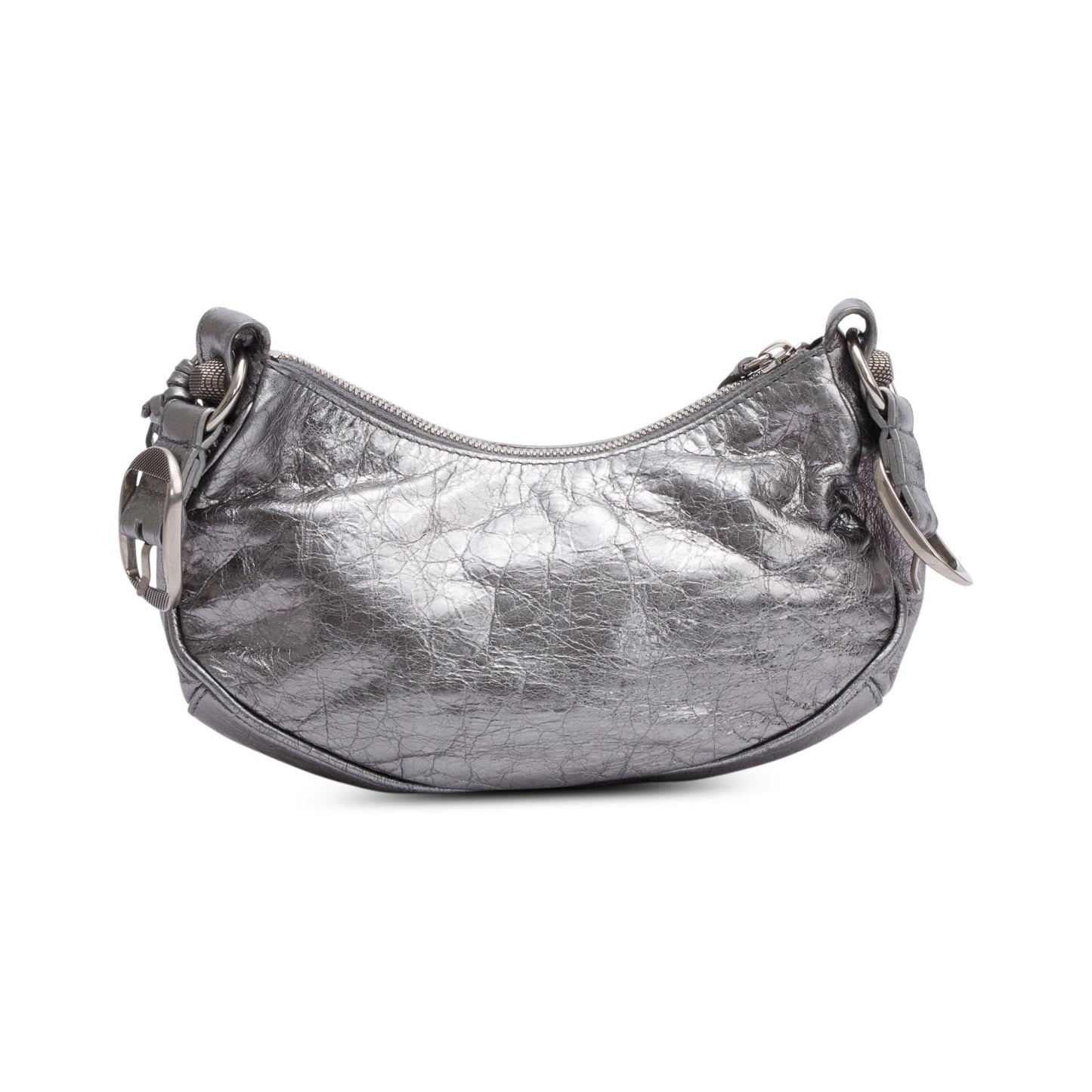 Balenciaga Metallic Silver Calfskin Le Cagole XS Shoulder Bag