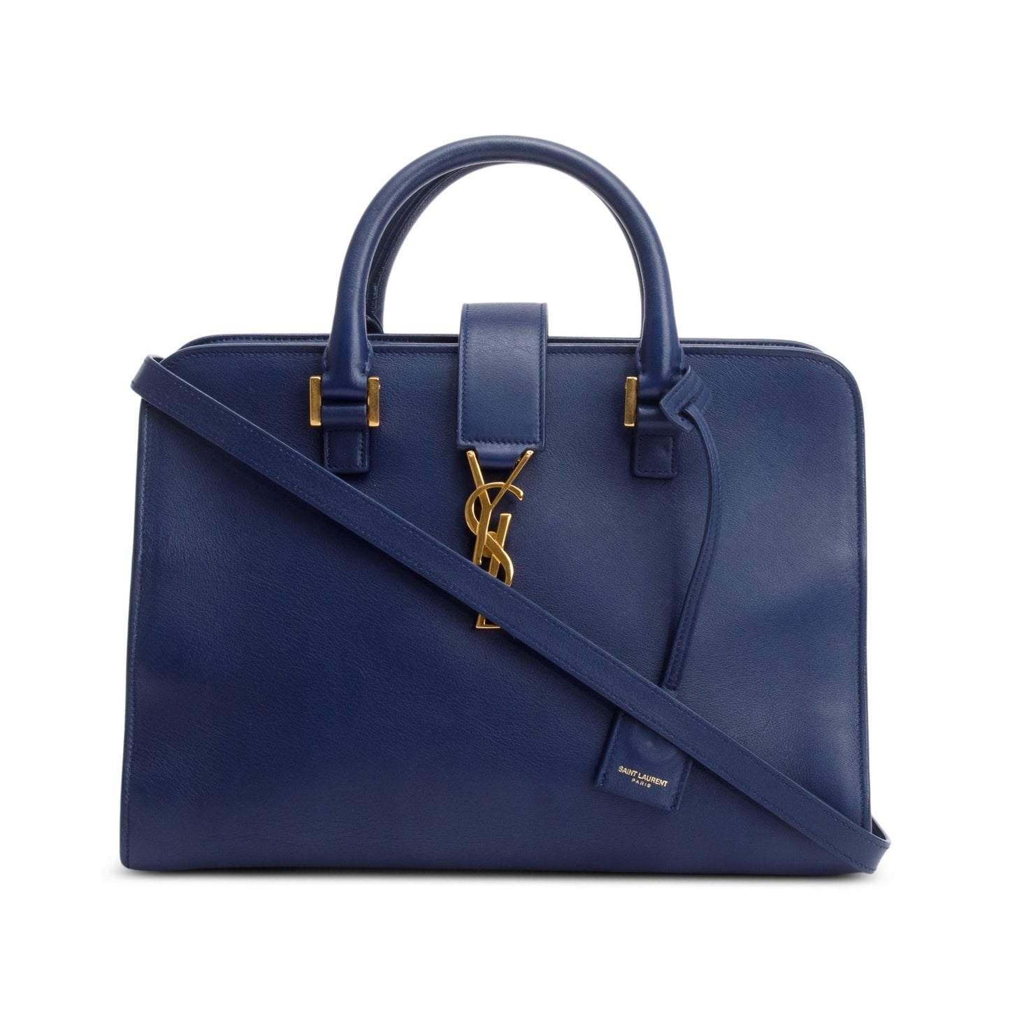 Saint Laurent Blue Leather Medium Chyc Cabas Tote Bag