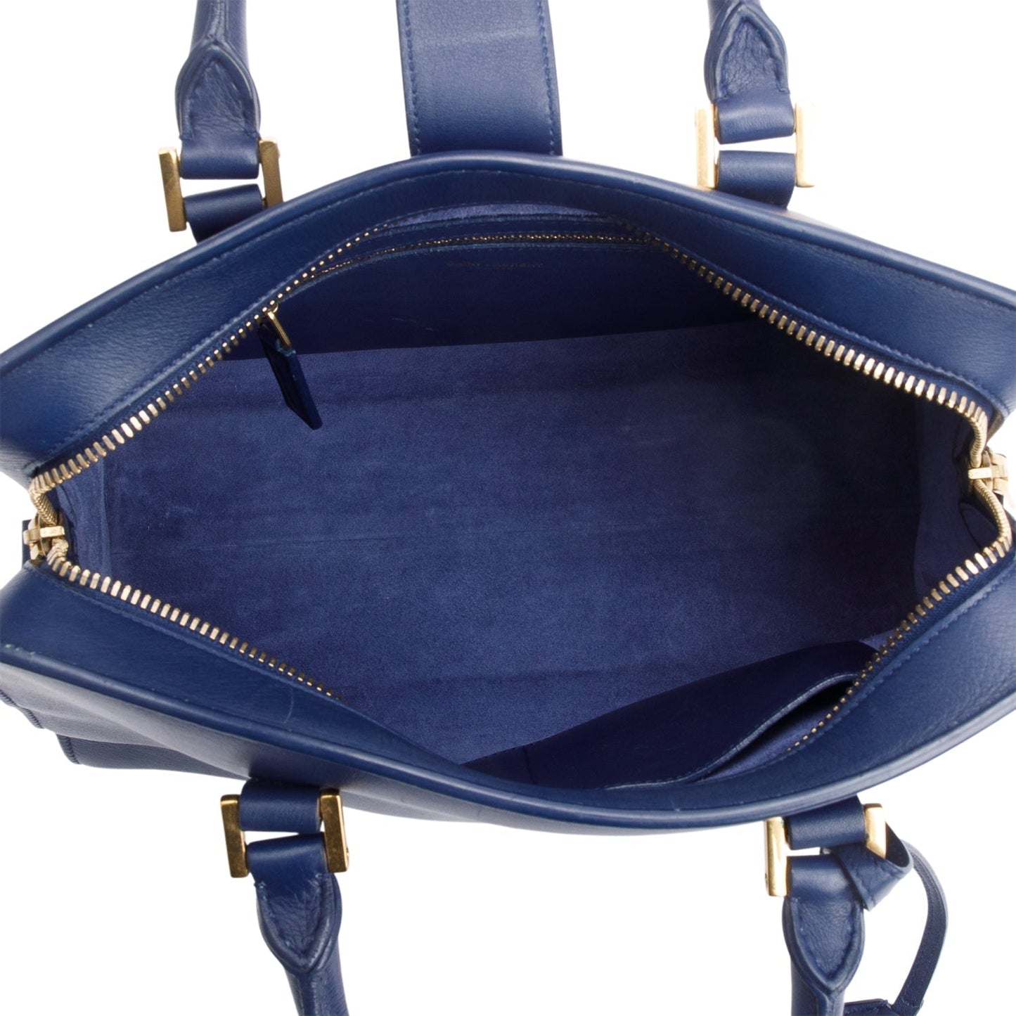 Saint Laurent Blue Leather Medium Chyc Cabas Tote Bag
