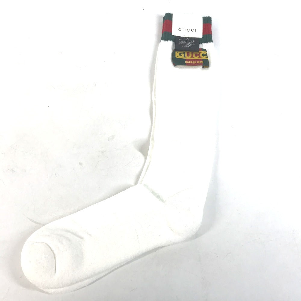 GUCCI socks 537821 Cotton, Nylon white Dapper Dan collaboration logo Sherry Line mens L 26-28cm