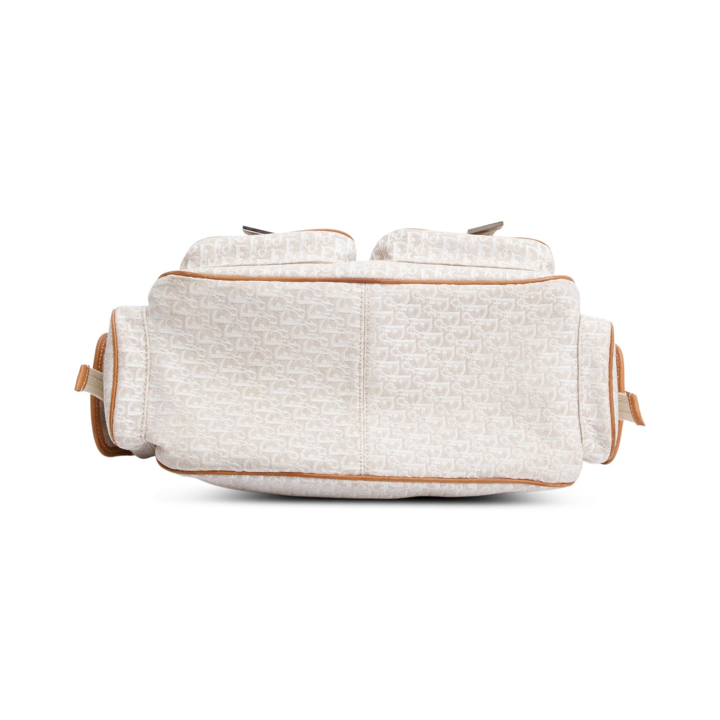 Christian Dior White Diorissimo Tan Leather Multi-Pocket Tote