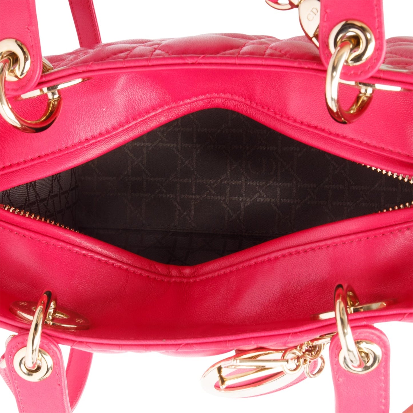 Christian Dior Pink Cannage Lambskin Leather Medium Lady Dior Bag