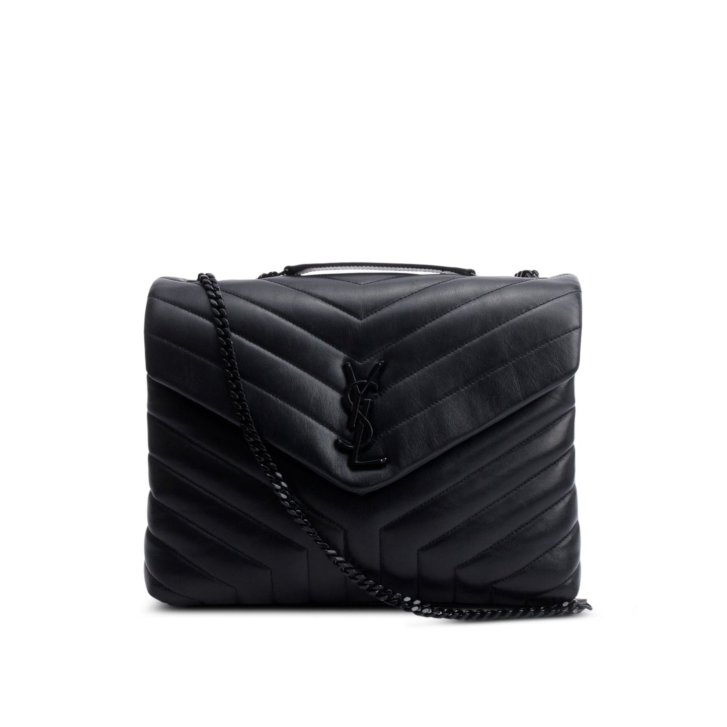 Saint Laurent Black Quilted Leather Medium Loulou Monogram Shoulder Bag
