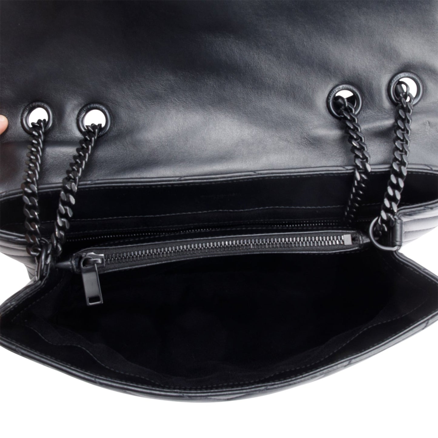 Saint Laurent Black Quilted Leather Medium Loulou Monogram Shoulder Bag