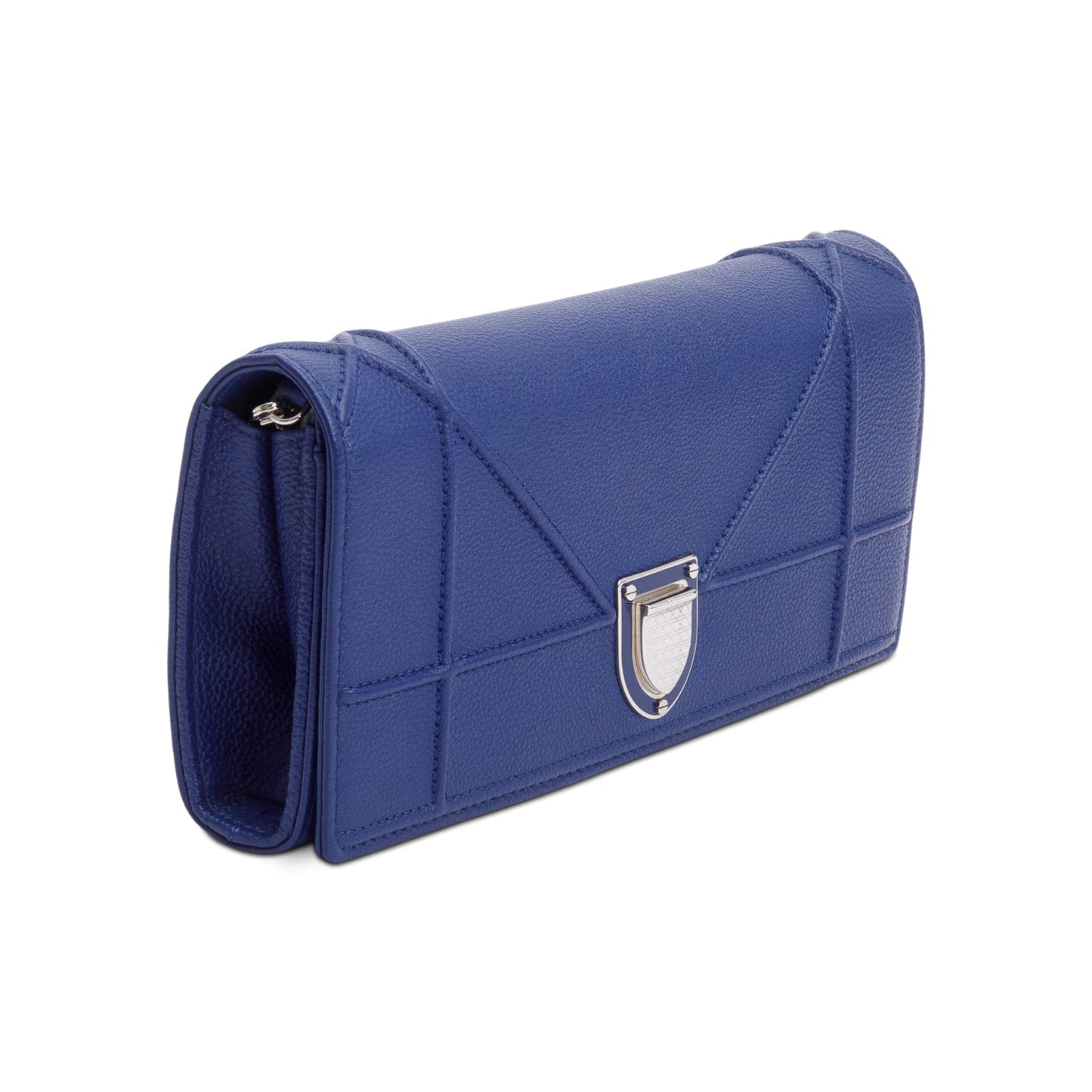 Christian Dior Blue Grained Calfskin Leather Diorama Croisiere Wallet on Chain