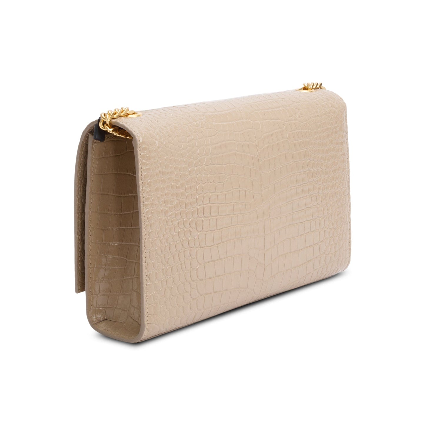 Saint Laurent 2023 Beige Crocodile-Embossed Leather Medium Classic Monogram Kate Tassel Chain Bag