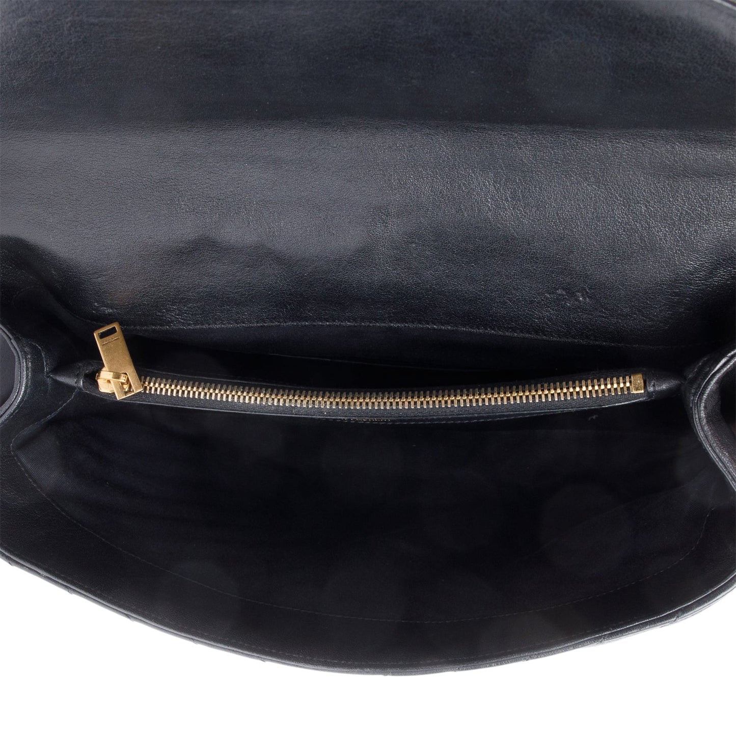 Saint Laurent Black Leather Large Chevron College Bag