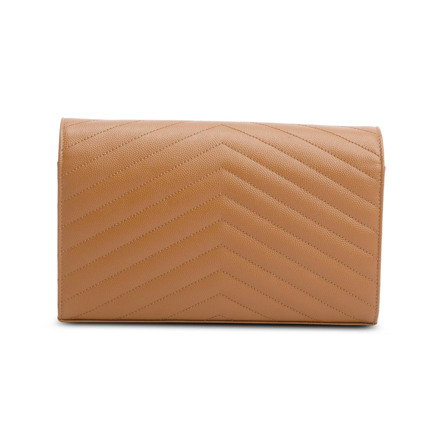 Saint Laurent Brown Cassandre Matelasse Envelope Chain Wallet