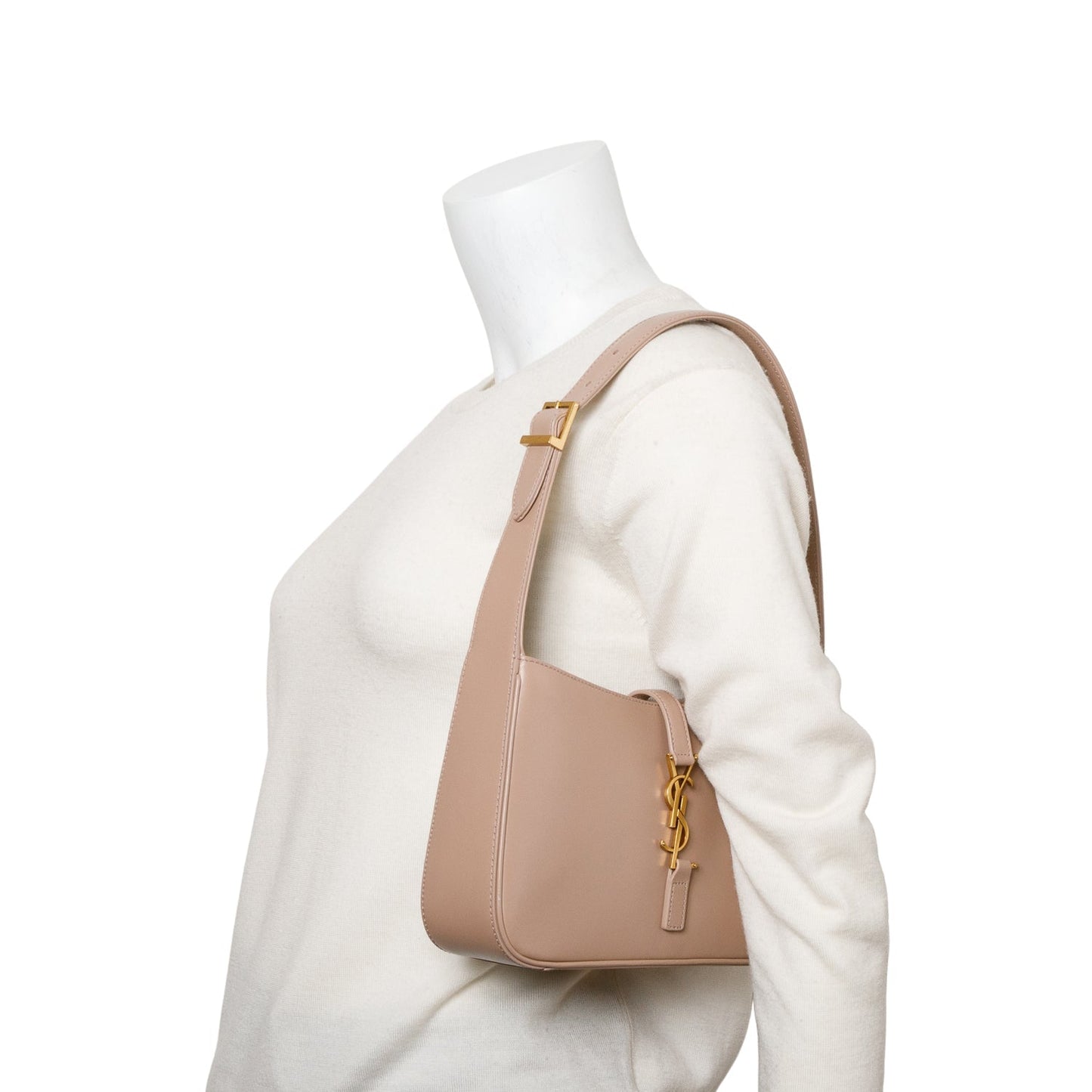 Saint Laurent 2022 Beige Smooth Calfskin Leather Le 5 a 7 Hobo Bag