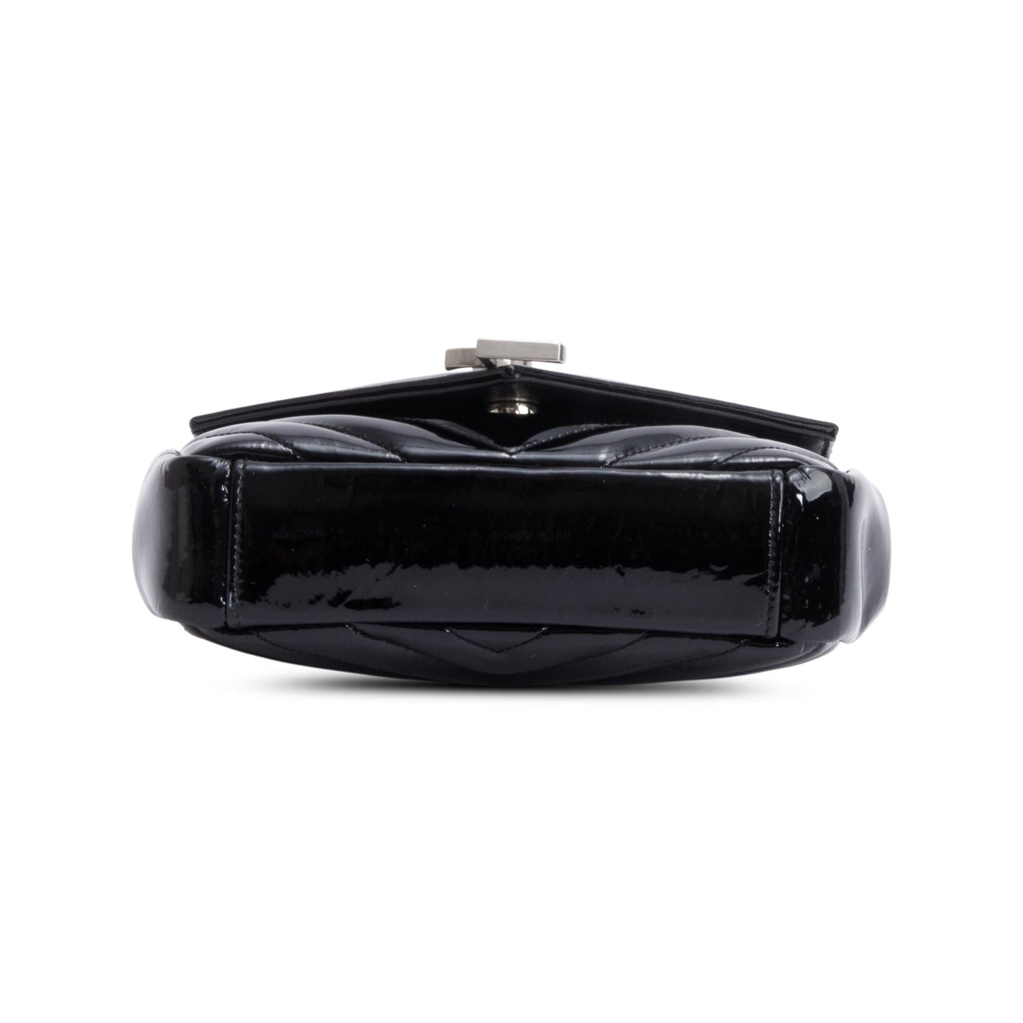 Saint Laurent Black Patent Leather Matelasse Chevron Classic Baby Chain Crossbody Bag