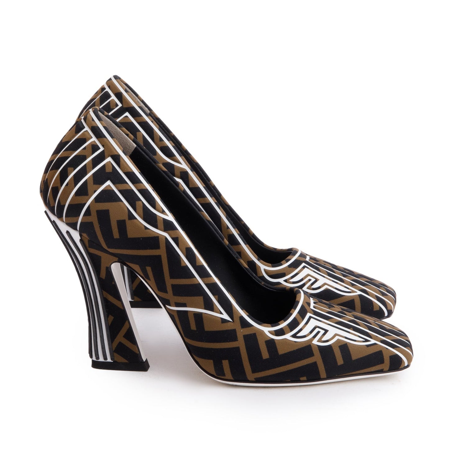 Fendi Brown FFreedom Noprene Decollette Pumps, Size 38.5