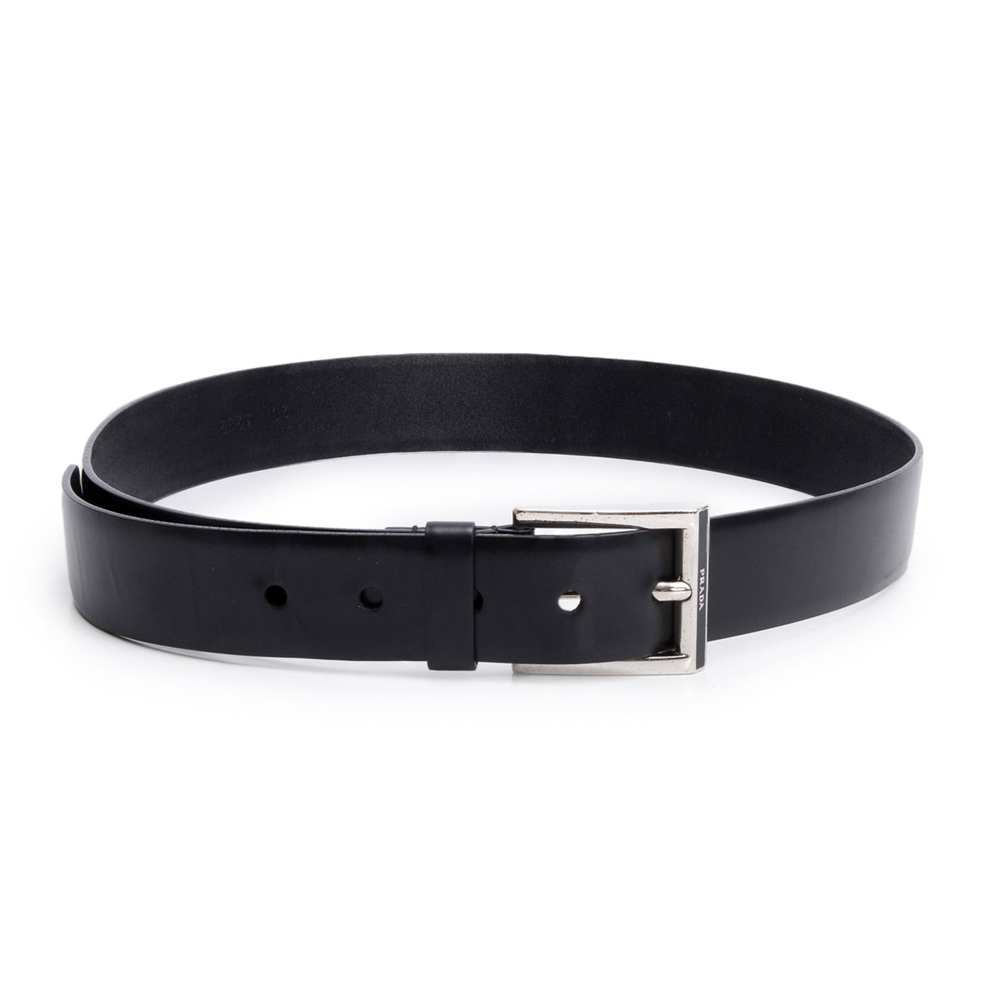Prada Black Smooth Leather Buckle Belt