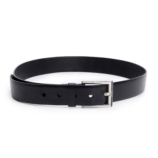 Prada Black Smooth Leather Buckle Belt