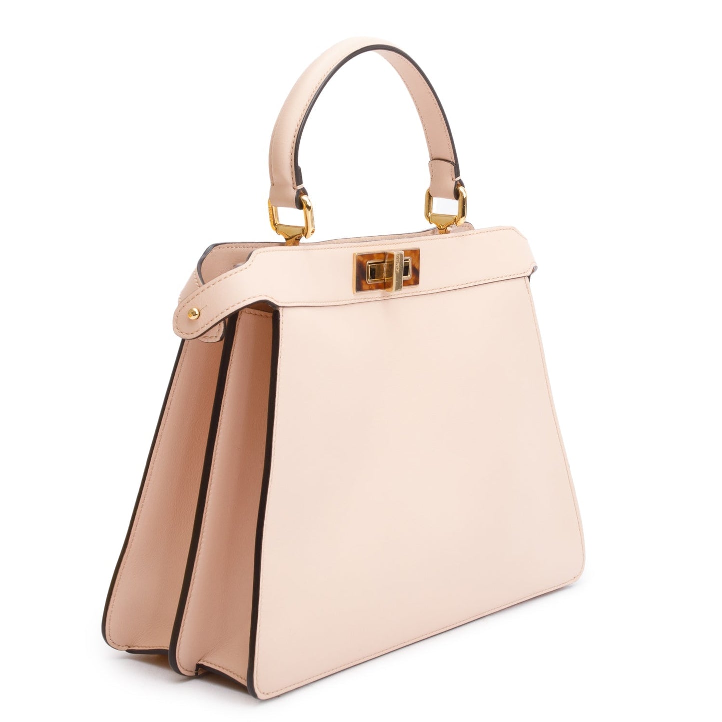 Fendi 2022 Pink Calfskin Leather Medium Peekaboo Bag with Tortoise Detail