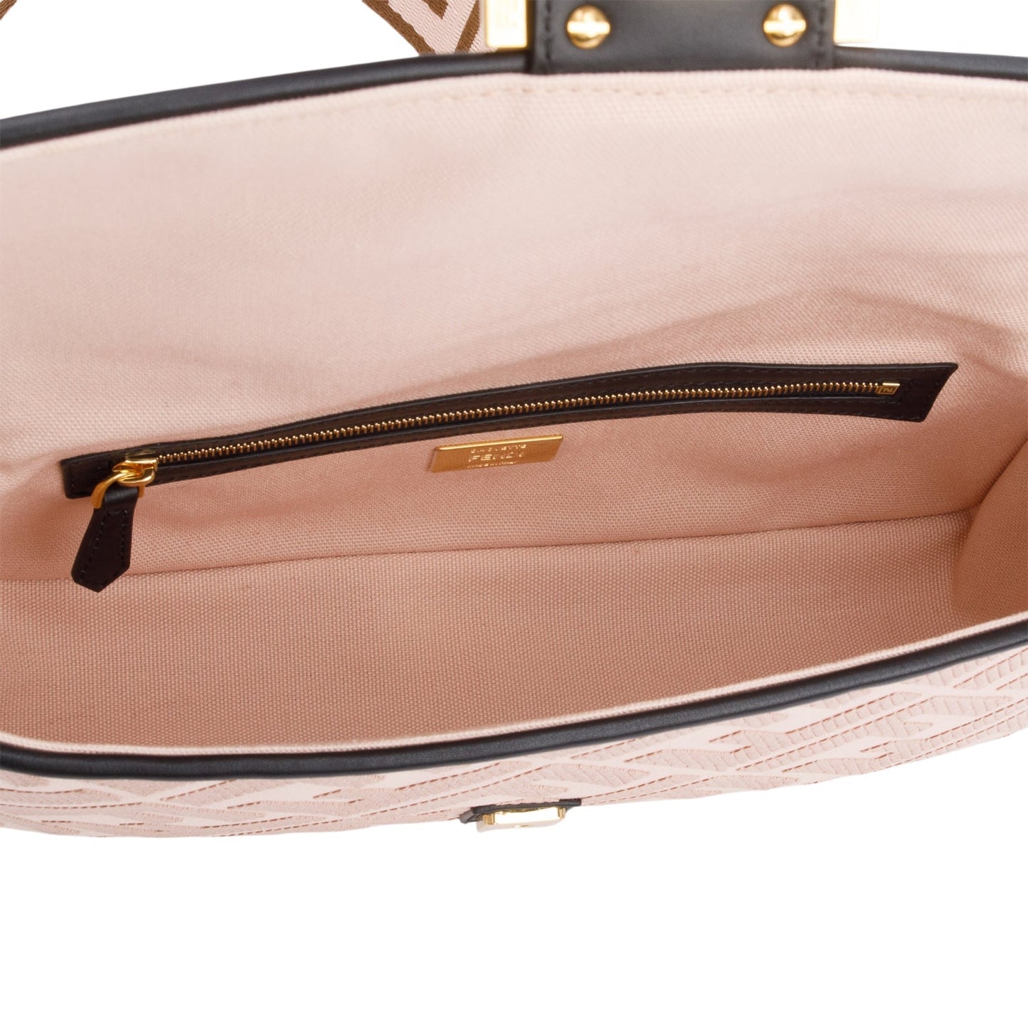 Fendi 2020 Pink FF Embroidered Canvas Baguette Shoulder Bag