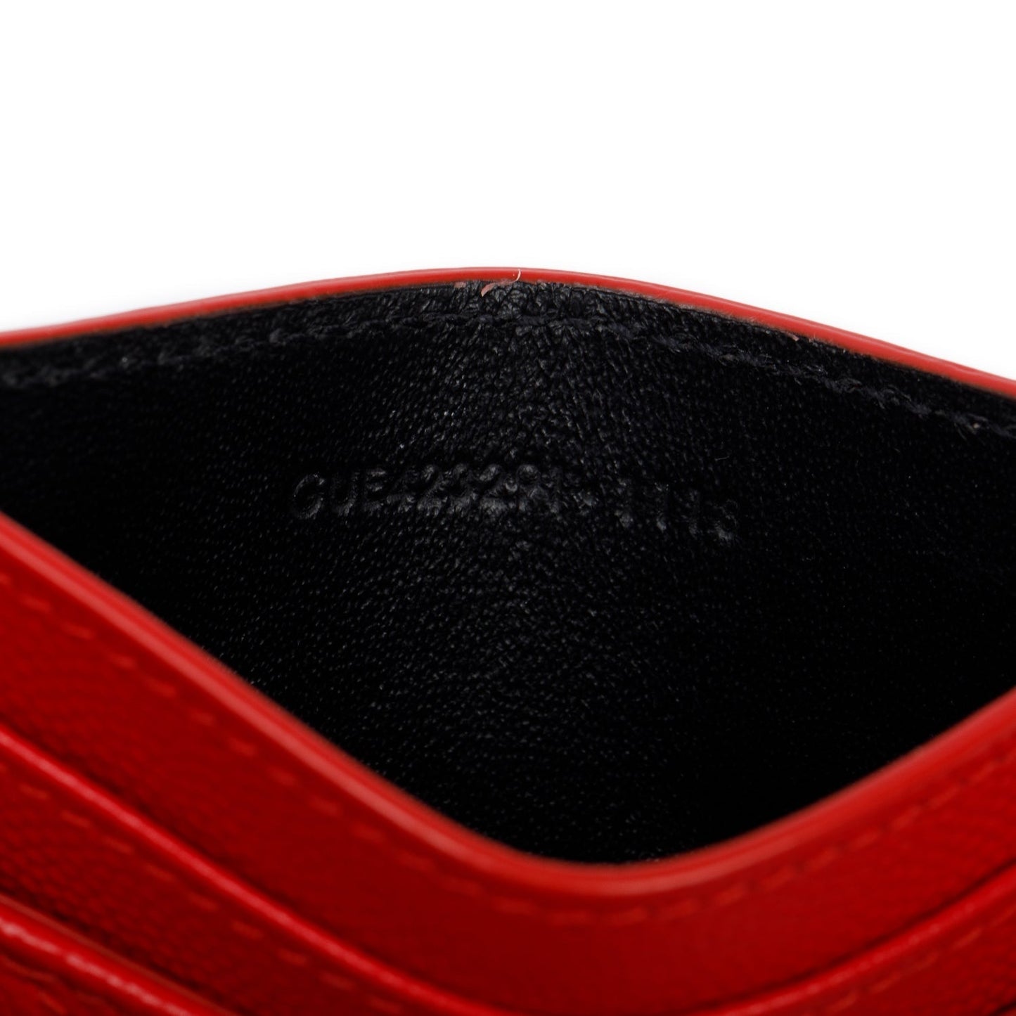 Saint Laurent Red Grain de Poudre Matelasse Chevron Leather Card Case