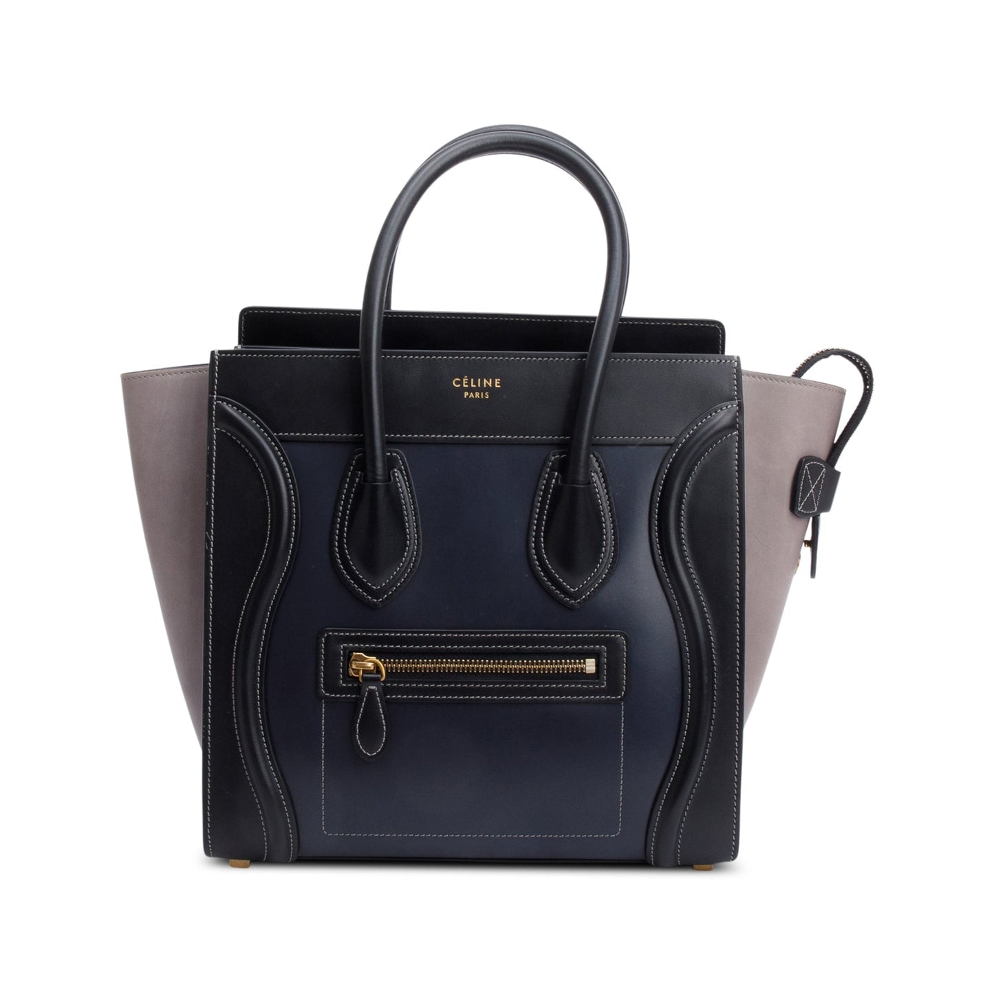 Celine Black & Grey Bi-color Calfskin Leather Micro Luggage Tote