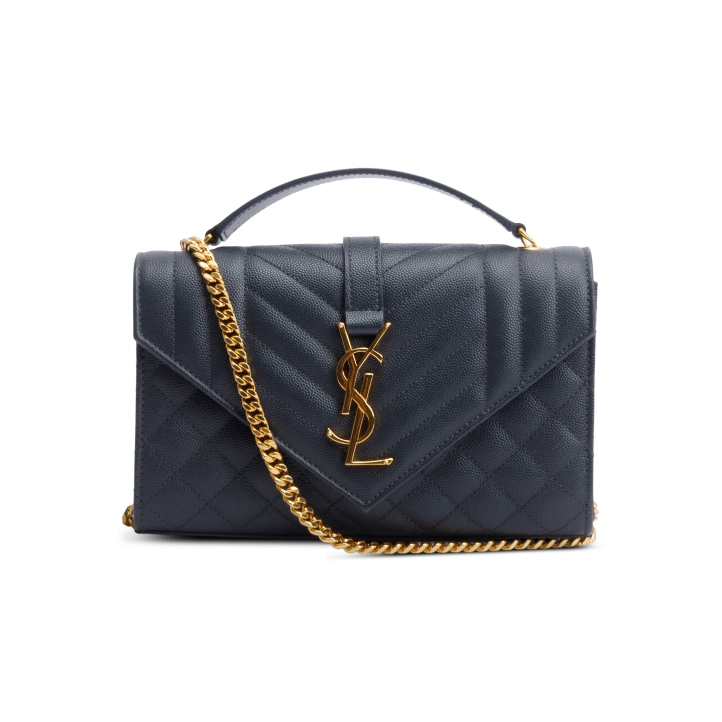 Saint Laurent Grey Grained De Poudre Small Envelope Shoulder Bag