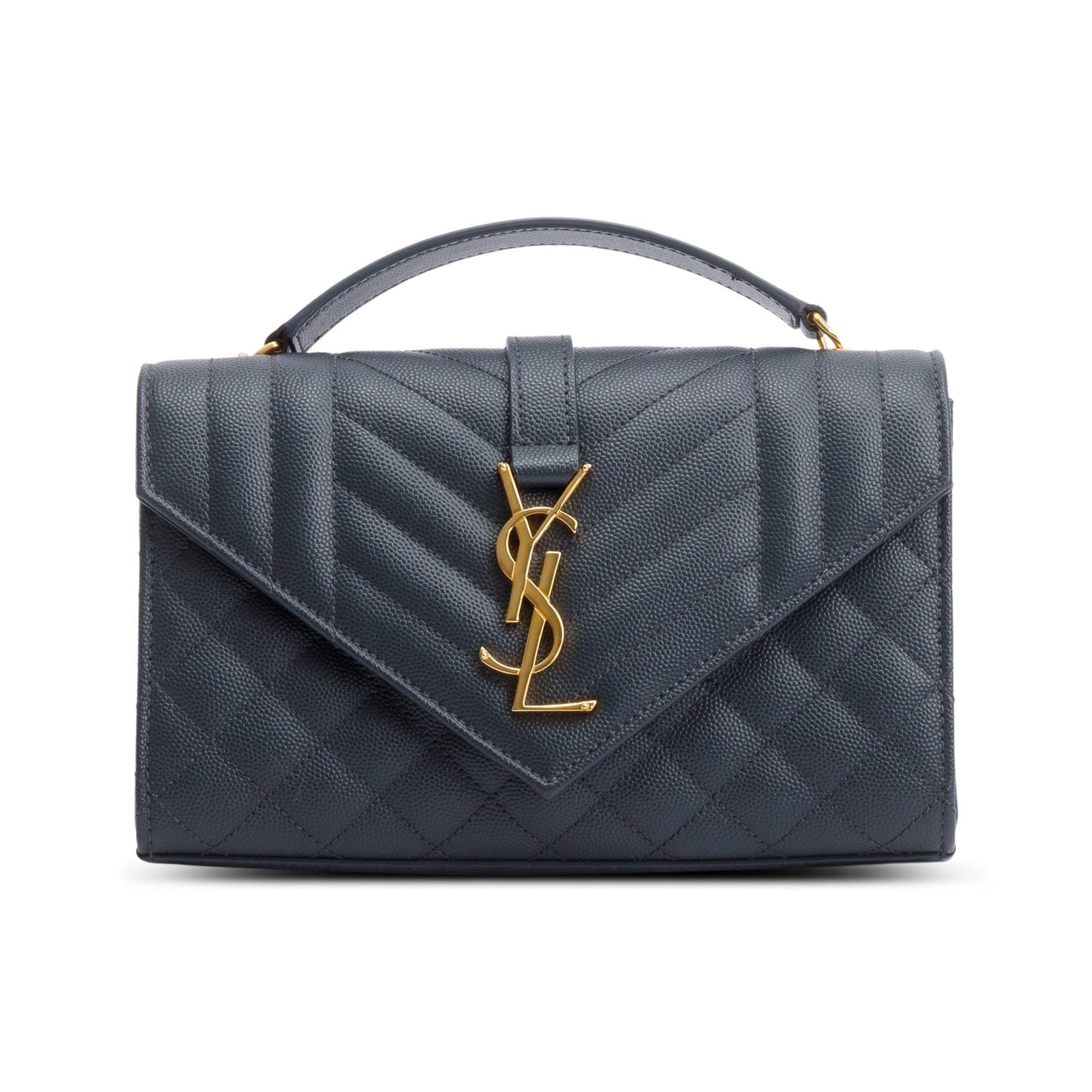 Saint Laurent Grey Grained De Poudre Small Envelope Shoulder Bag