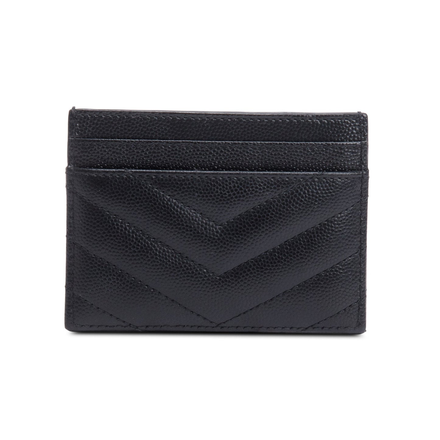 Saint Laurent Black Grain de Poudre Matelasse Chevron Leather Cassandre Card Case