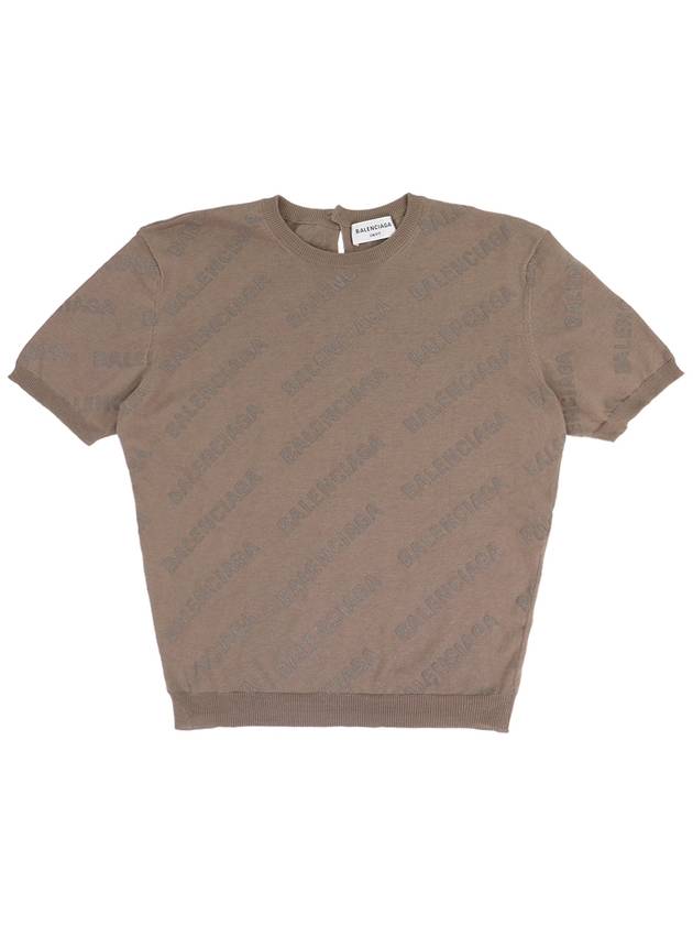 Luxury Balenciaga Trending 2026 Cotton Diagonal Logo Short Sleeve T-Shirt Brown
