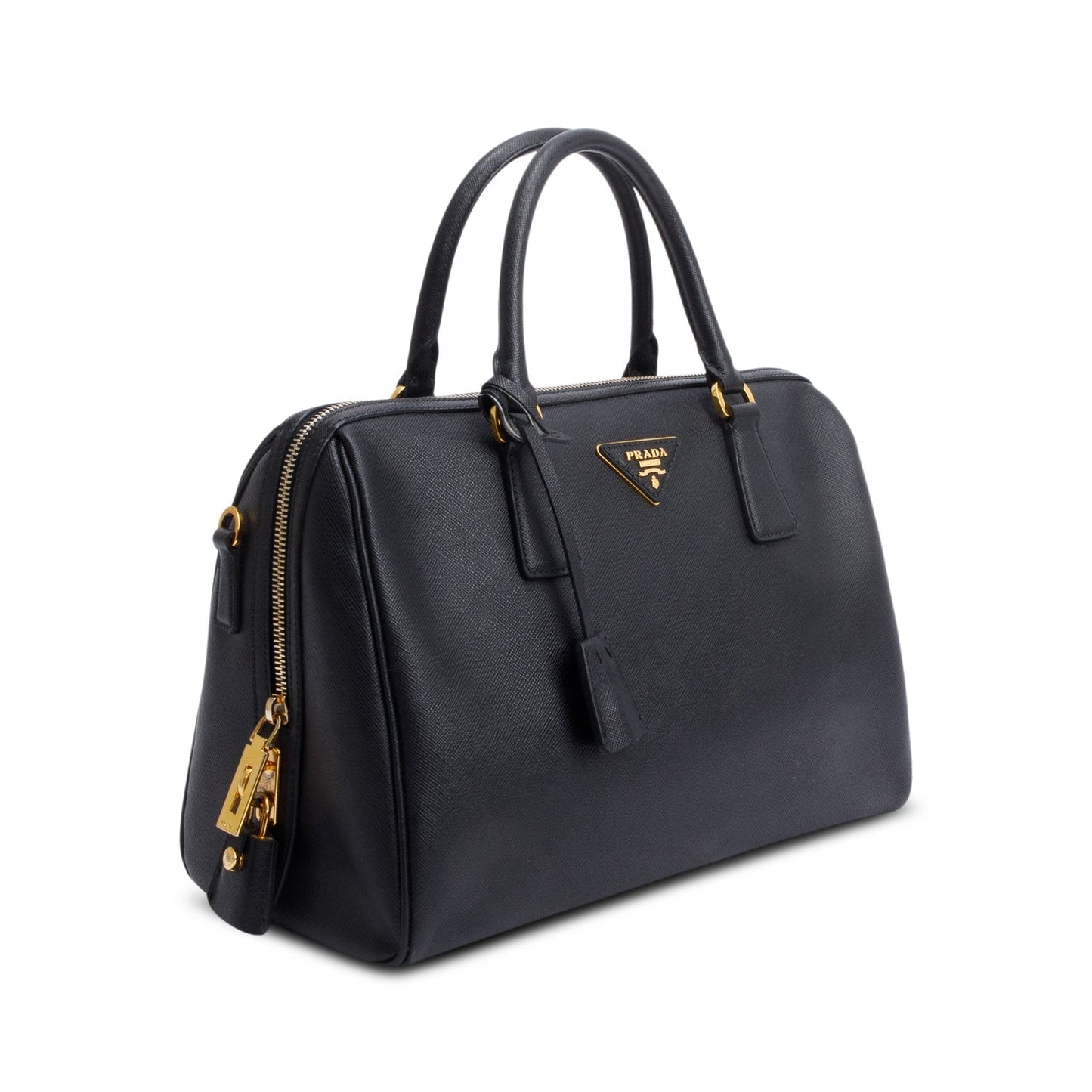 Prada Black Saffiano Lux Bowler Bag