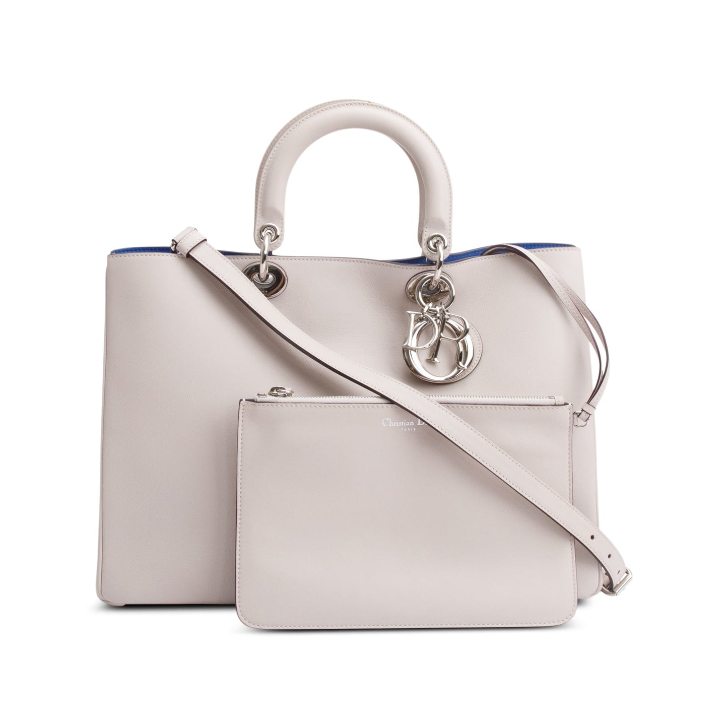 Christian Dior Ivory Calfskin Leather Large Diorissimo Tote