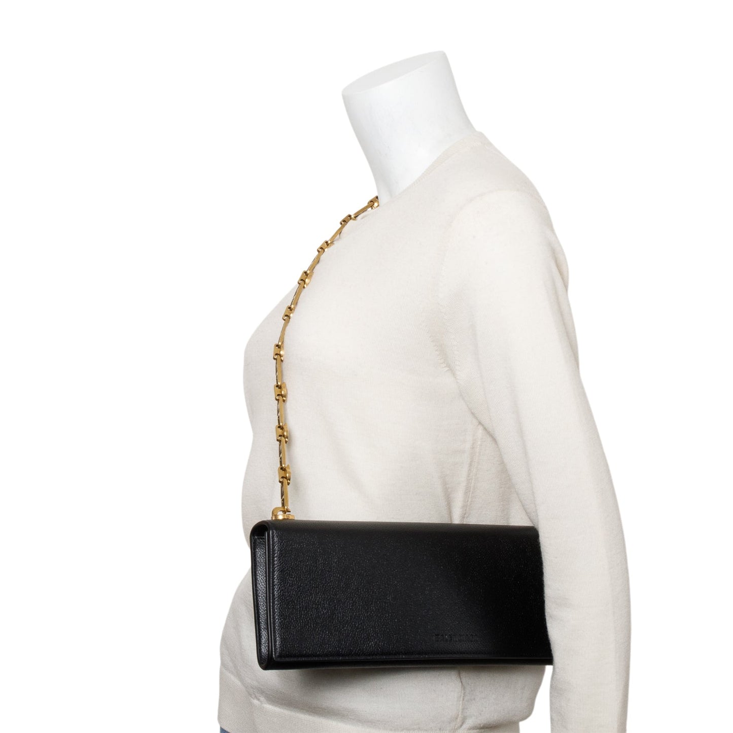 Balenciaga Essential Black Calfskin Leather Chain Shoulder Bag