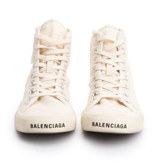 Balenciaga Neutral Canvas Paris Hight-Top Sneakers, Size 37