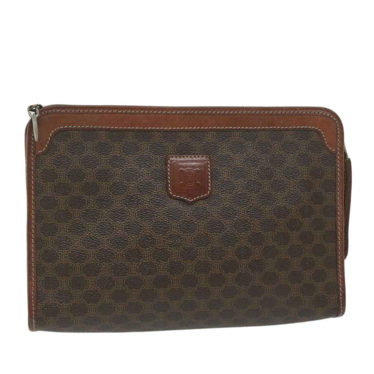 Luxury CELINE Macadam Canvas Clutch Bag PVC Brown  61680