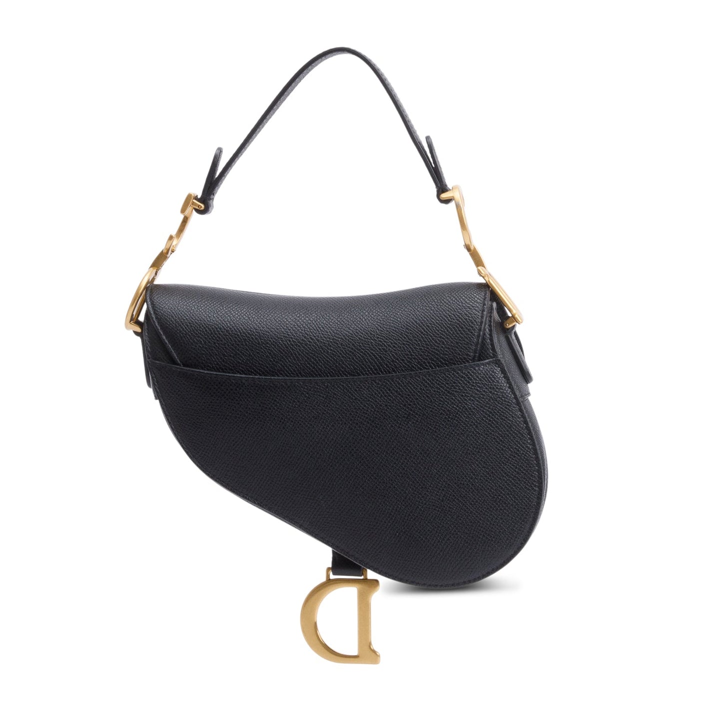 Christian Dior Black Grained Calfskin Leather Mini Saddle Bag