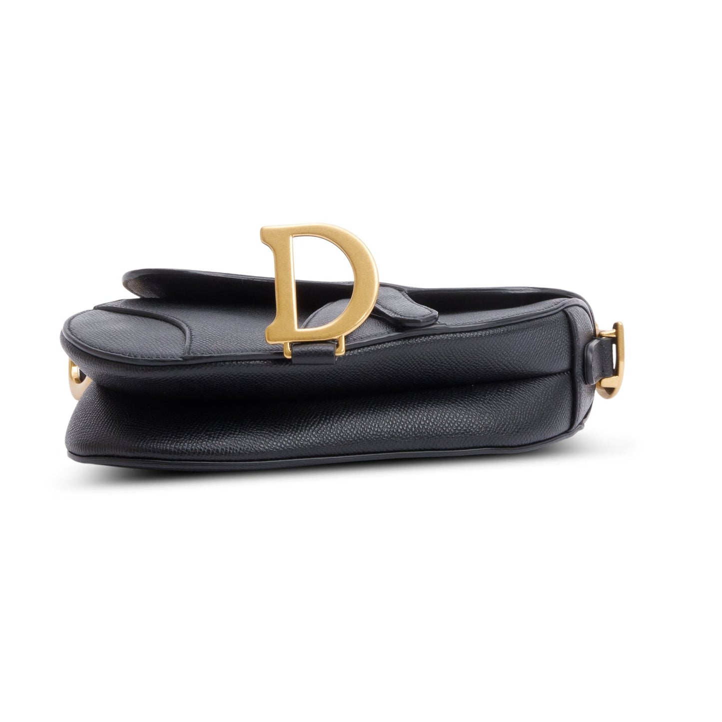 Christian Dior Black Grained Calfskin Leather Mini Saddle Bag